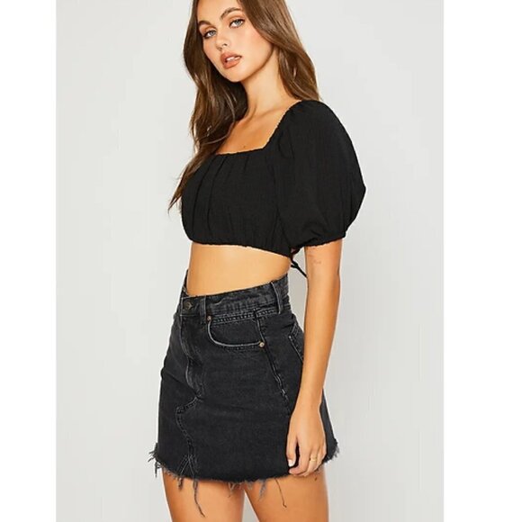 PRETTY garbage women’s black criss cross open back crop top - Picture 5 of 6